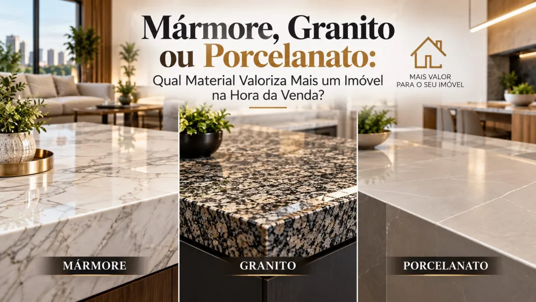 Mármore, Granito ou Porcelanato: Qual Material Valoriza Mais um Imóvel na Hora da Venda?